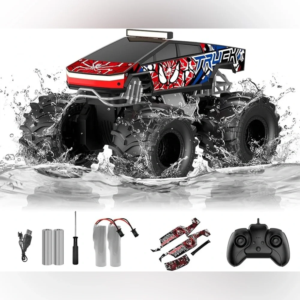 Amphibious Spiderman Remote Control Monster Truck Toy - Red and Black NIB